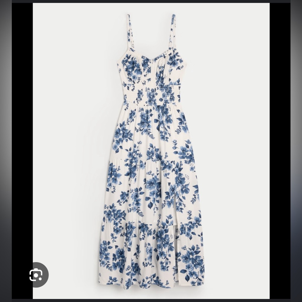 Hollister Smocked Waist Crisscross Back Midi Dress- Small Petite